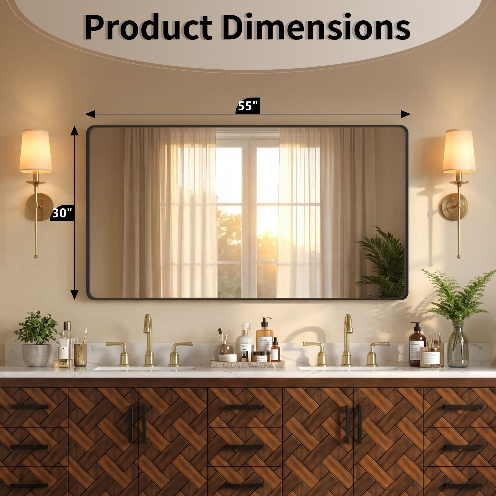 22"-72" W x 28"-40" H 14-Size Modern Aluminum Framed Beveled Bathroom Vanity Mirror with HD Reflection