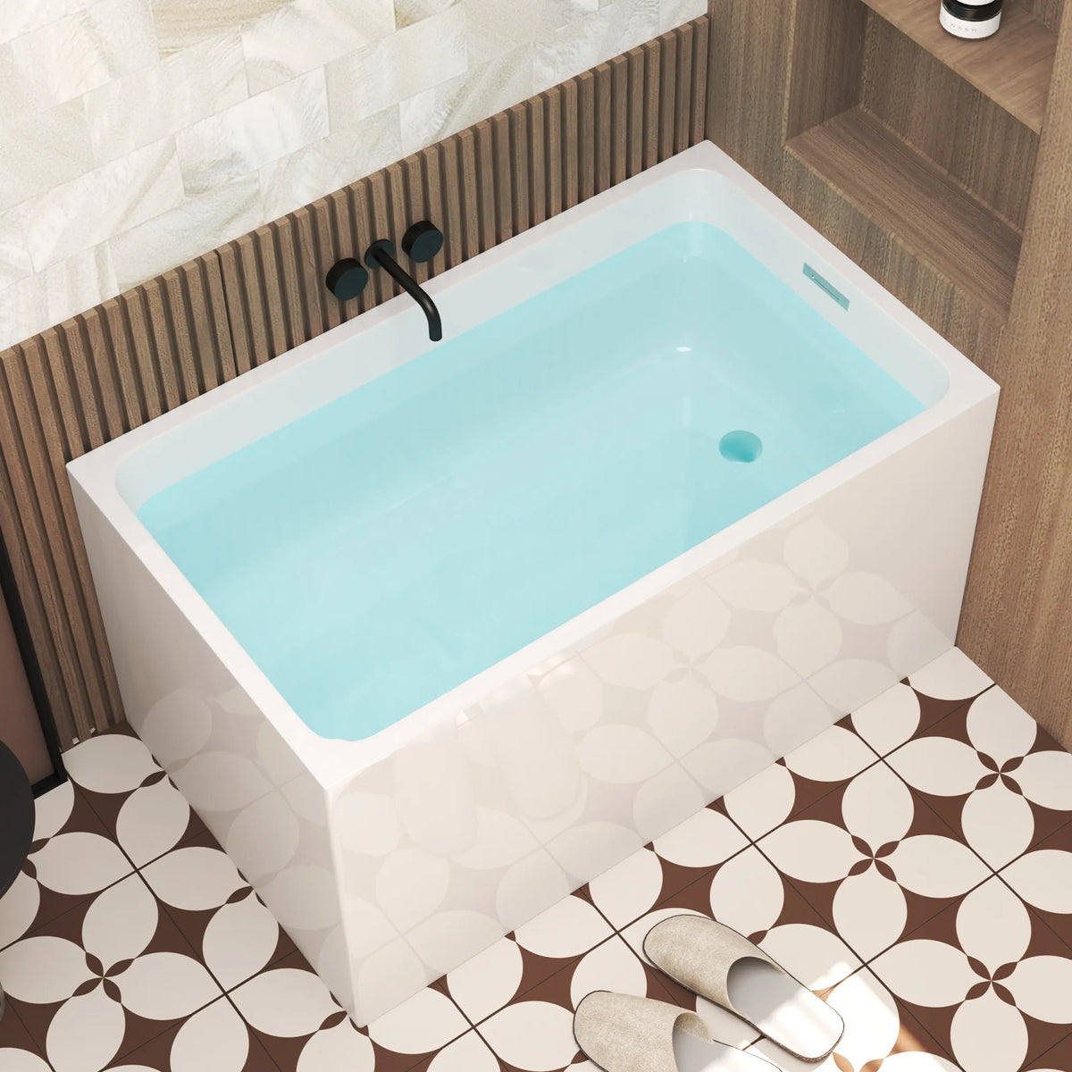 47" Gloss White Acrylic Freestanding Bathtub with Optional Built-In Seat, Chrome Overflow and Pop-Up Drain