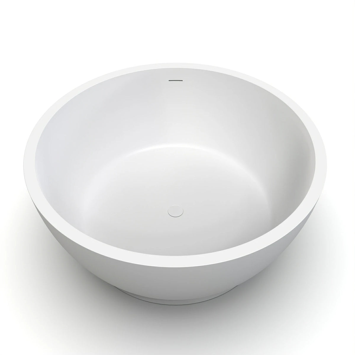 52.7" Round Freestanding Solid Surface Soaking Bathtub in Matte White