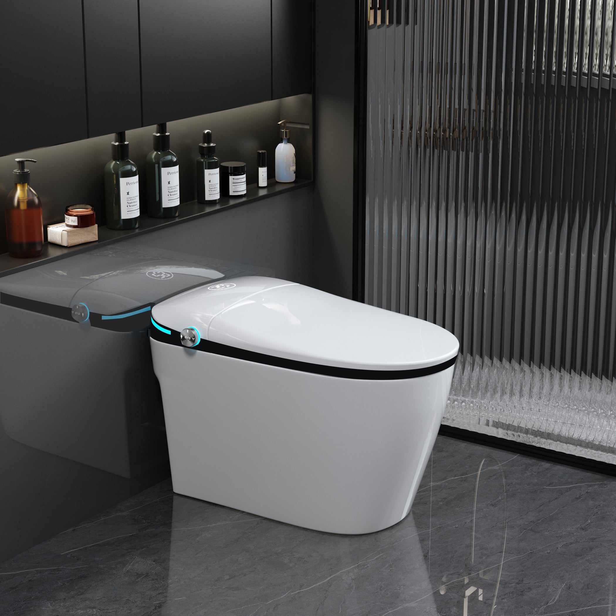 Auto Open/Close Smart Bidet Toilet with Built-in Heated Seat