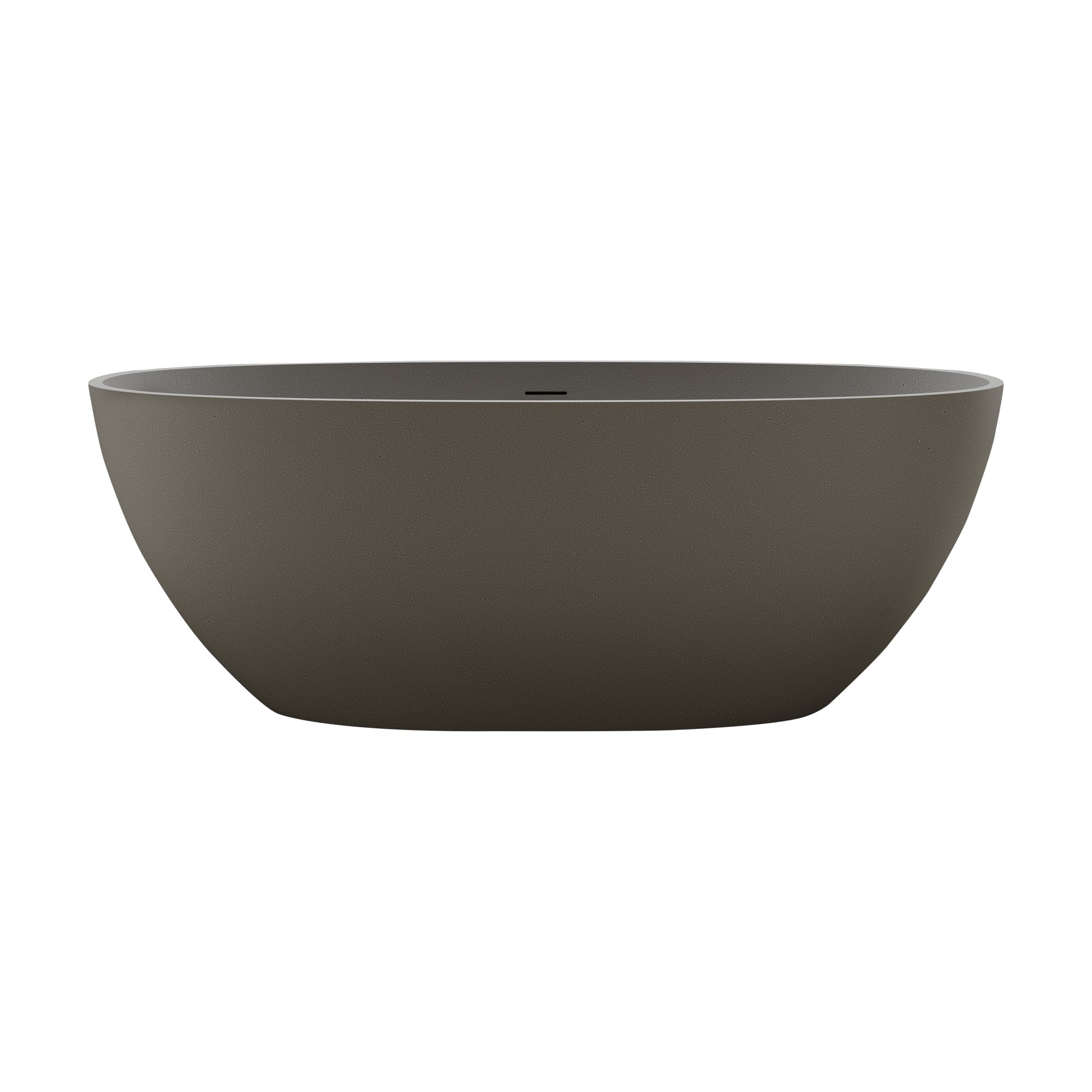 55"/59"/63"/67"/71" Contemporary Grey Stone Resin Soaking Tub with Oval Design and Center Overflow
