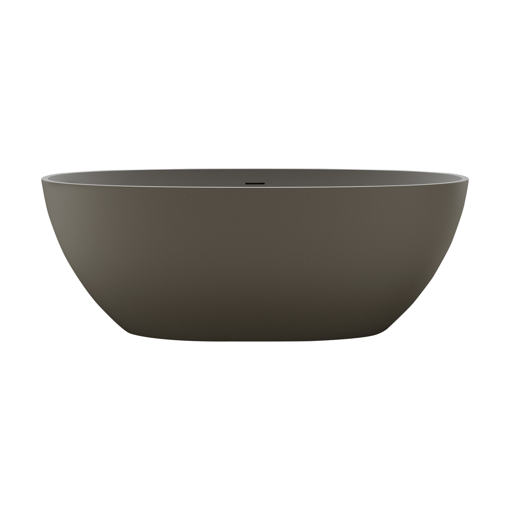 55"/59"/63"/67"/71" Contemporary Grey Stone Resin Soaking Tub with Oval Design and Center Overflow