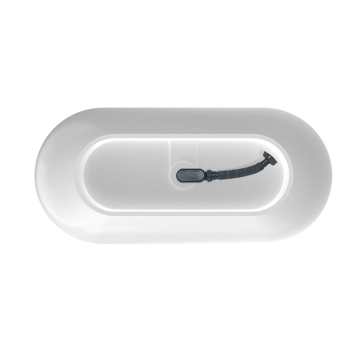 63" Oval Solid Surface Freestanding Bathtub in Matte White and Dark Grey