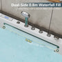 59" Freestanding Acrylic Hydro-Air Massage Bathtub with Dual LED Waterfall Inlets, Chromotherapy Lighting & Constant Temperature Heater
