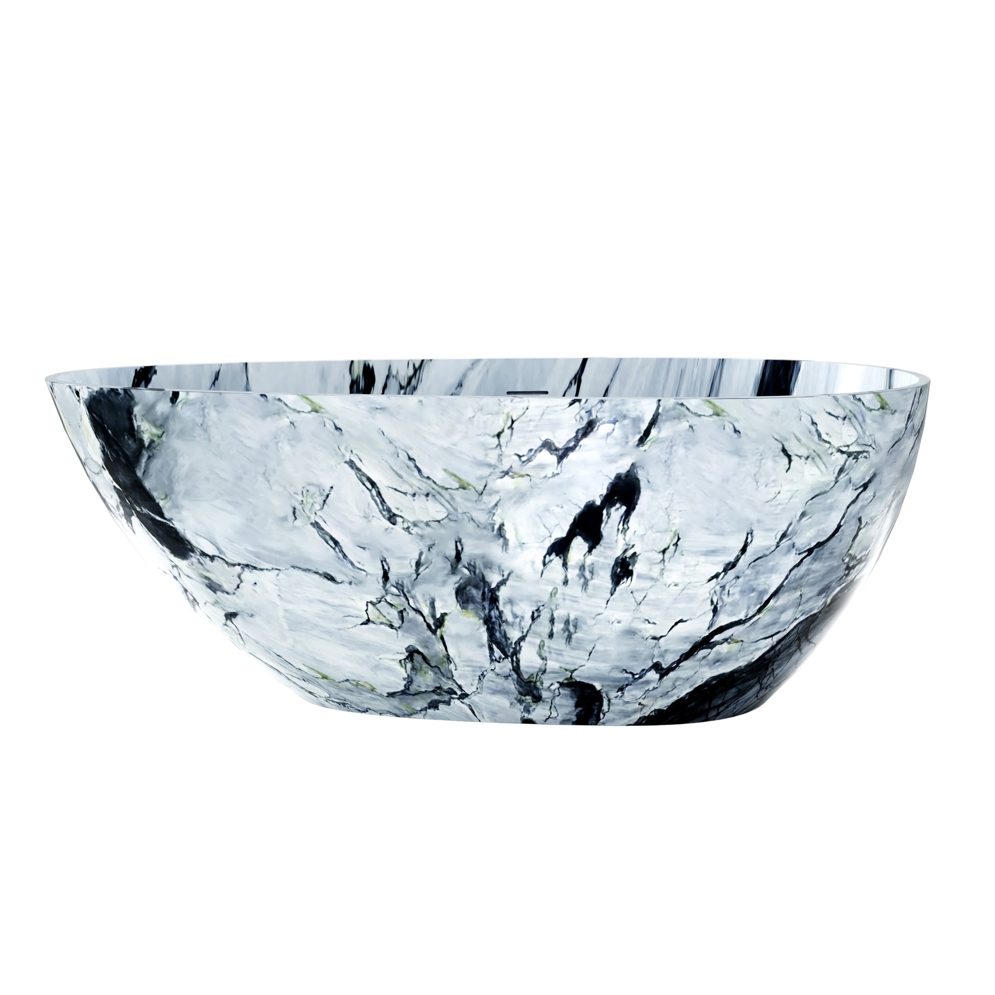 59" Egg-Shaped Solid Surface Freestanding Bathtub with Spa-Like Comfort - Veinflow