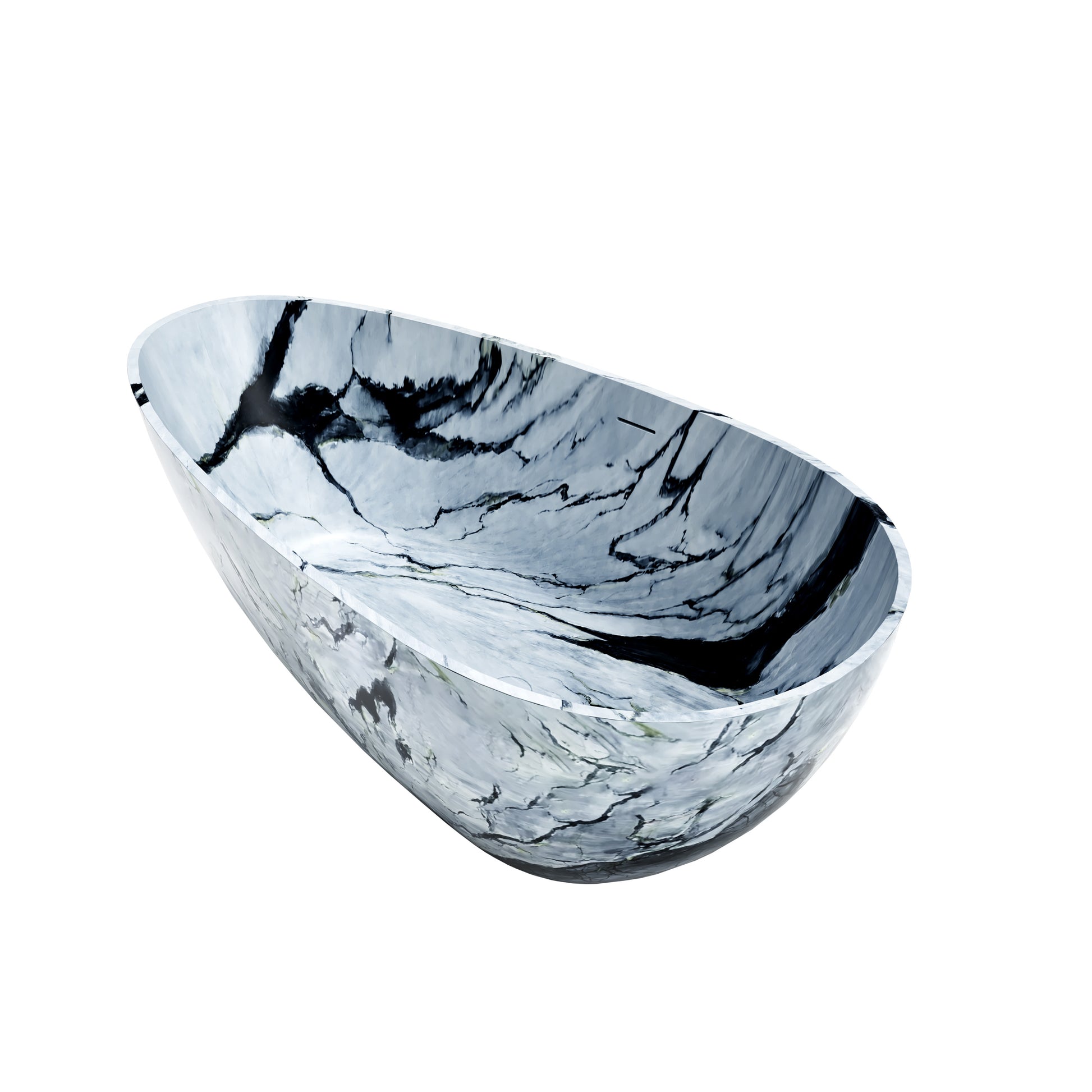 59" Egg-Shaped Solid Surface Freestanding Bathtub with Spa-Like Comfort - Veinflow