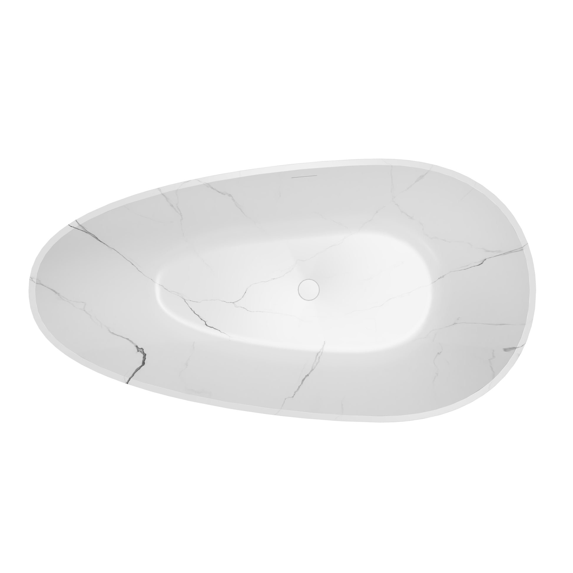 59" Egg-Shaped Solid Surface Freestanding Bathtub with Spa-Like Comfort - Veinflow