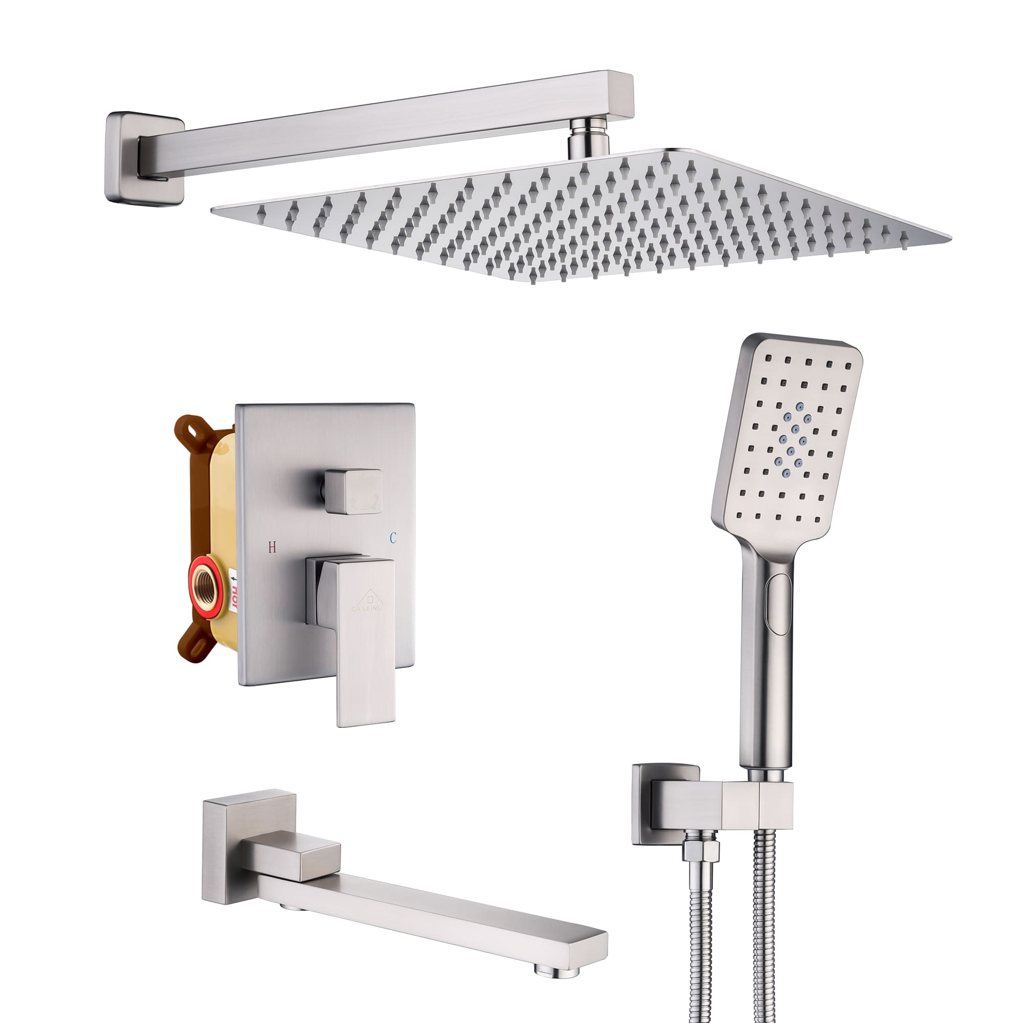 Shower System with Rain Shower and Handheld | Luxury Tub Faucet