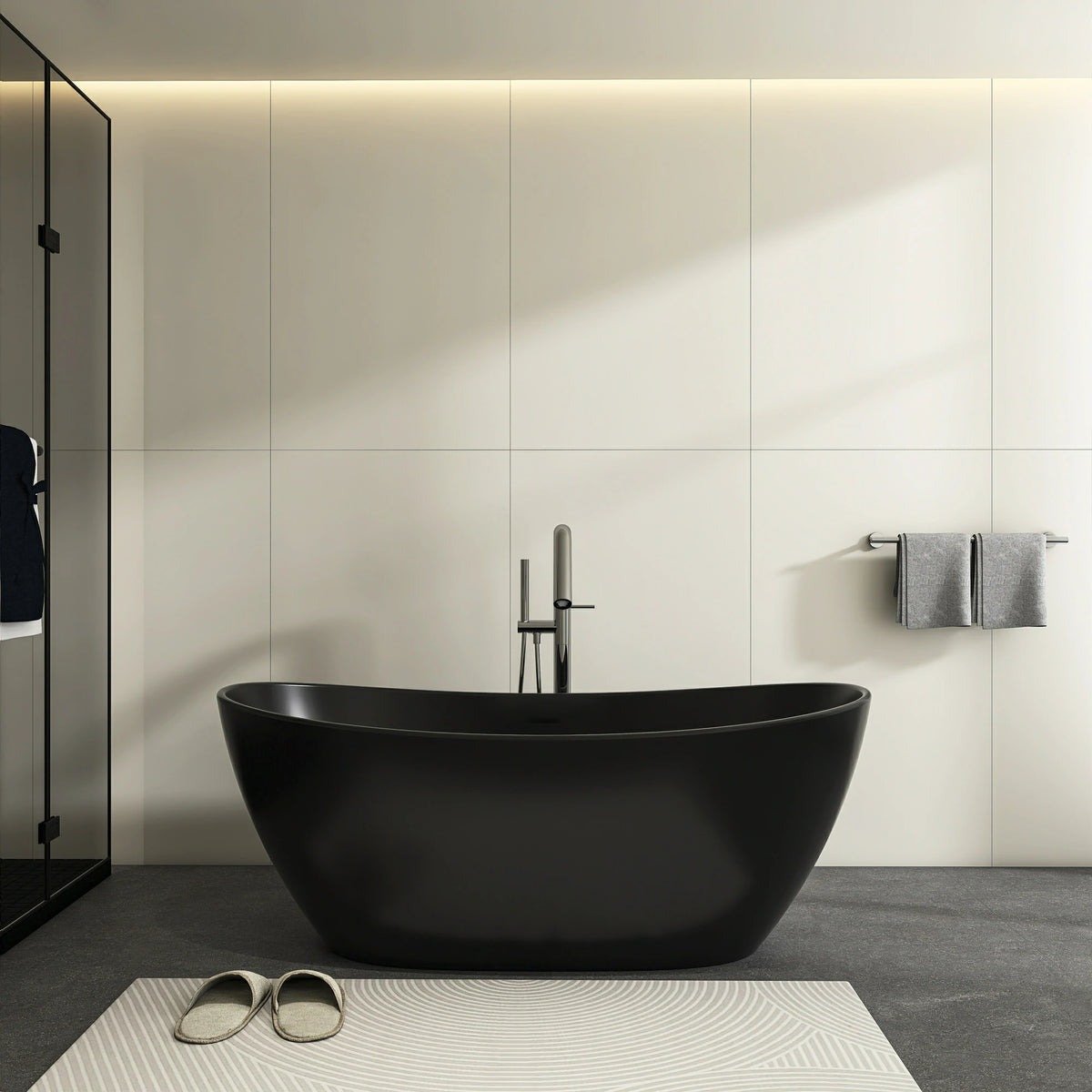 65" Artificial Stone Solid Surface Freestanding Bathtub for Bathroom
