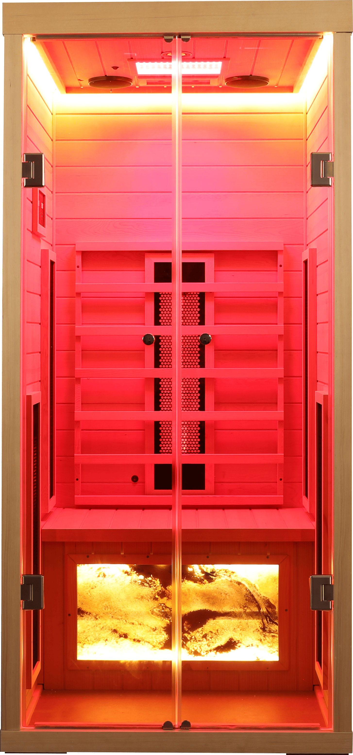 1-Person Low EMF Hemlock Far Infrared Sauna Room with 2 Doors and Digital Controls
