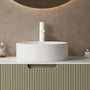 14 in. Round Ceramic Vessel Bathroom Sink in Glossy White / Stone Pattern Matte White