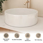 14 in. Round Ceramic Vessel Bathroom Sink in Glossy White / Stone Pattern Matte White
