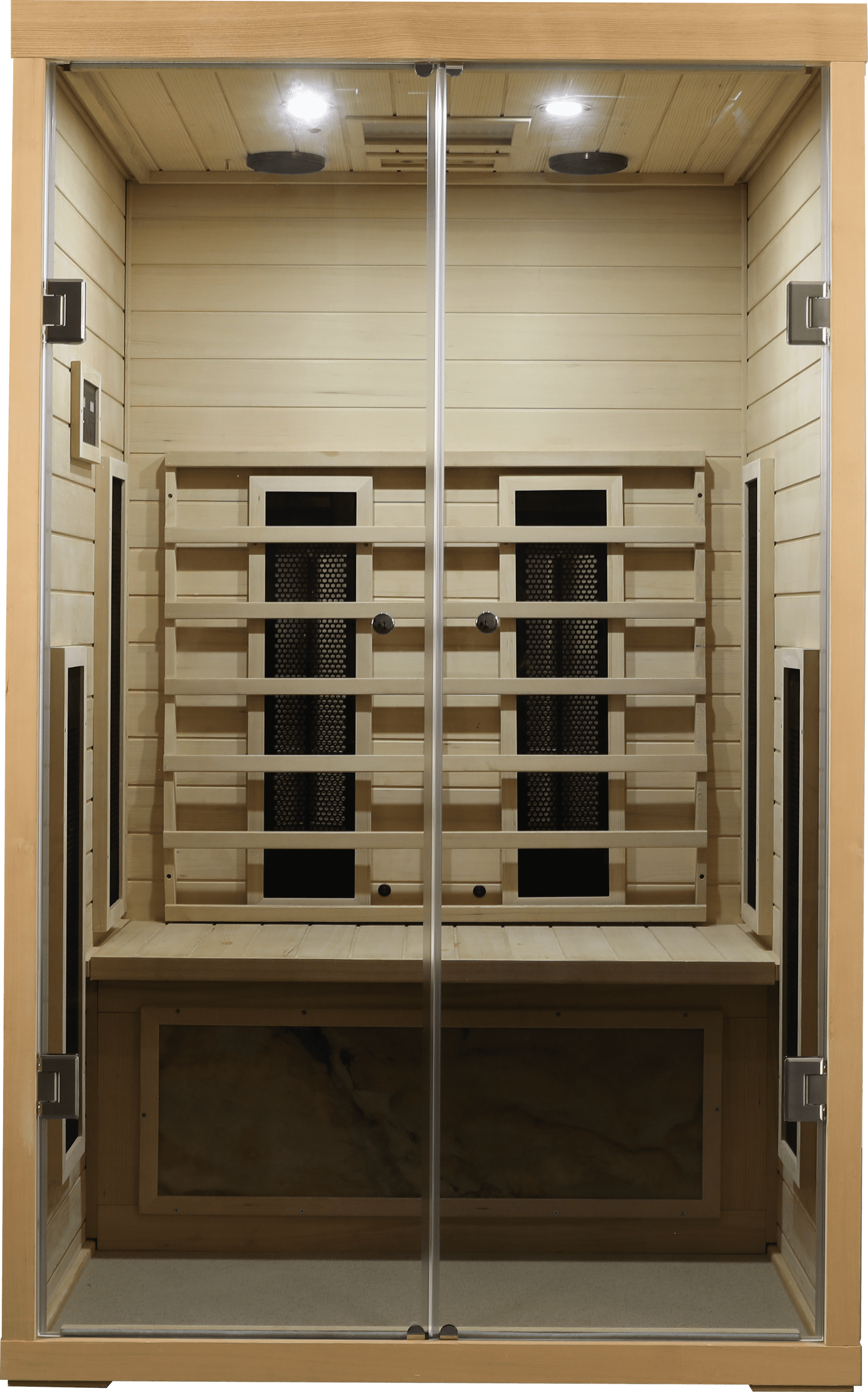 2-Person Low EMF Hemlock Far Infrared Sauna Room with 2 Doors and Digital Controls
