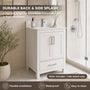 24" Freestanding Single Sink Bathroom Vanity with Solid Wood Frame & Engineered Stone Top