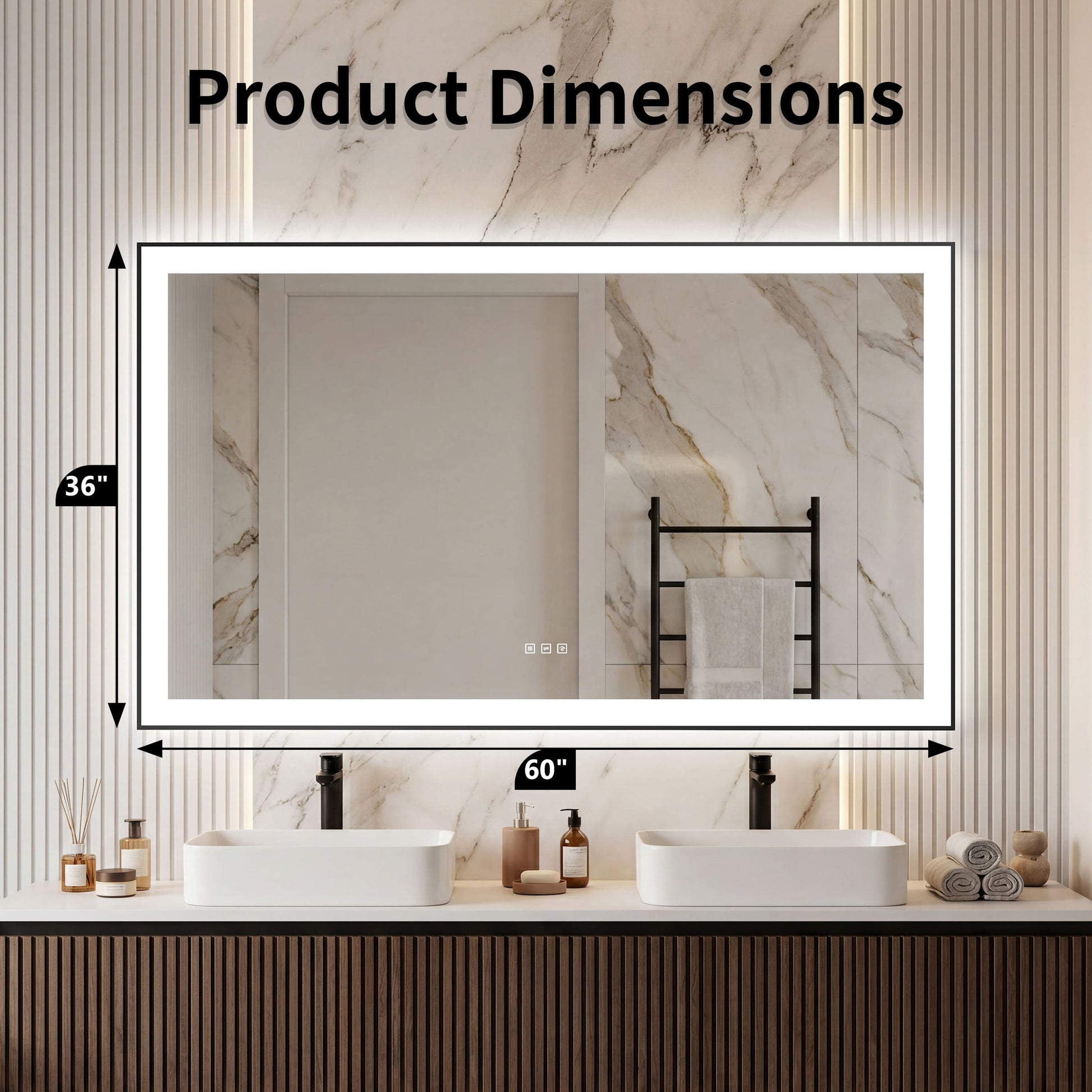 Dual Frame Layers LED Bathroom Mirror with Dual Light Strips