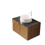 30 in. / 60 in. Floating Bathroom Vanity with Black Sintered Stone Top and Round Ceramic Vessel Sink, Brown Oak Woodgrain