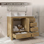 42"/55"/60"/72"/84" Warm Oak Freestanding Bathroom Vanity with Solid Wood Construction
