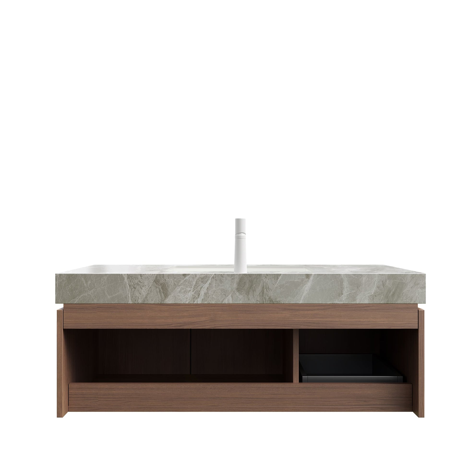 48 in. Floating Bathroom Vanity with Drawer and Doors, Sintered Stone Top and Ceramic Undermount Sink, Brown Oak or White Oak Woodgrain