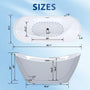 59" Gloss White Acrylic Double-Slipper Freestanding Bathtub with Chrome Overflow and Pop-Up Drain