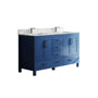 60"/84" Navy Blue Double Sink Bathroom Vanity with White Marble-Pattern Top