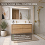 60" Wall-mount Double Sink Bathroom Vanity with Marble Top
