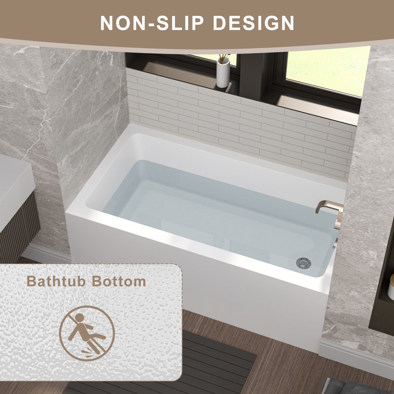 60 in. Glossy White Acrylic Alcove Soaking Bathtub with Integrated Skirt, Chrome Twist Drain and Overflow