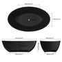 67" Matte Black Oval Solid Surface Freestanding Bathtub with Overflow and Central Drain