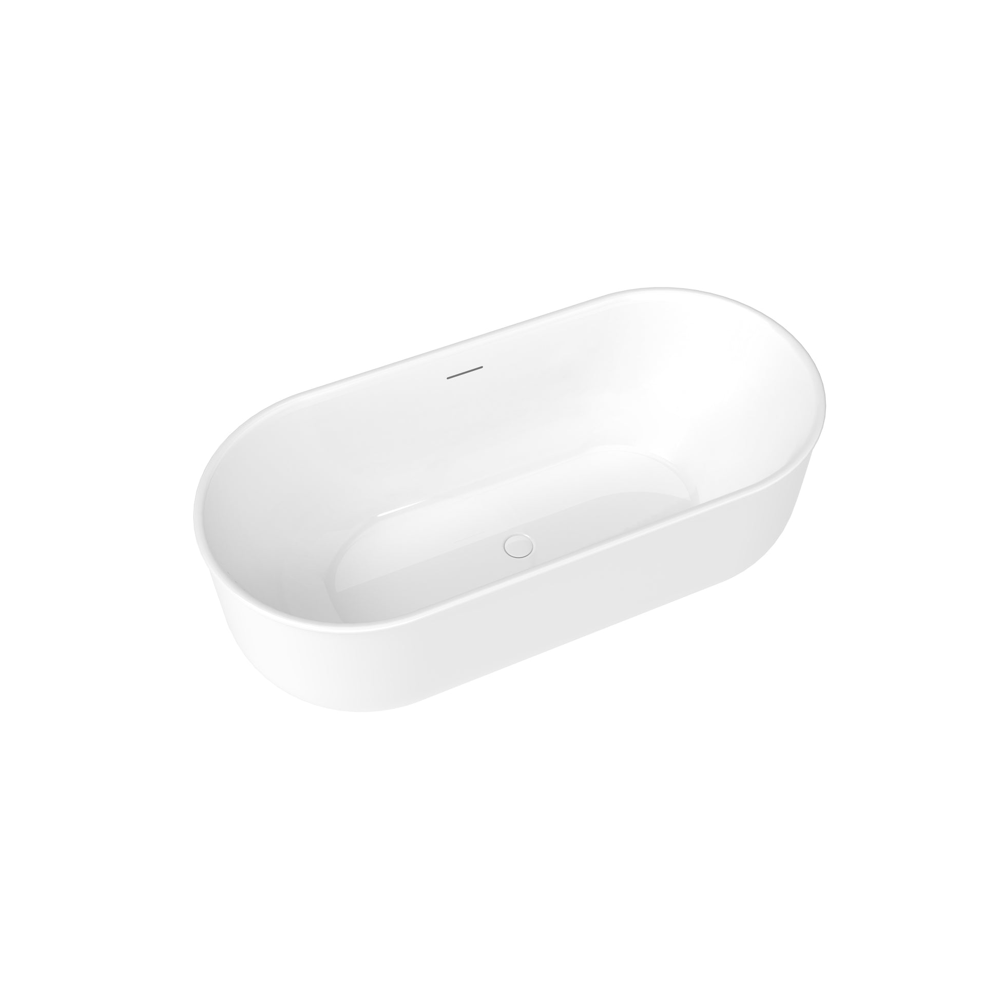 67 in. Glossy White Acrylic Freestanding Oval Soaking Bathtub with Overflow Drain and Adjustable Feet