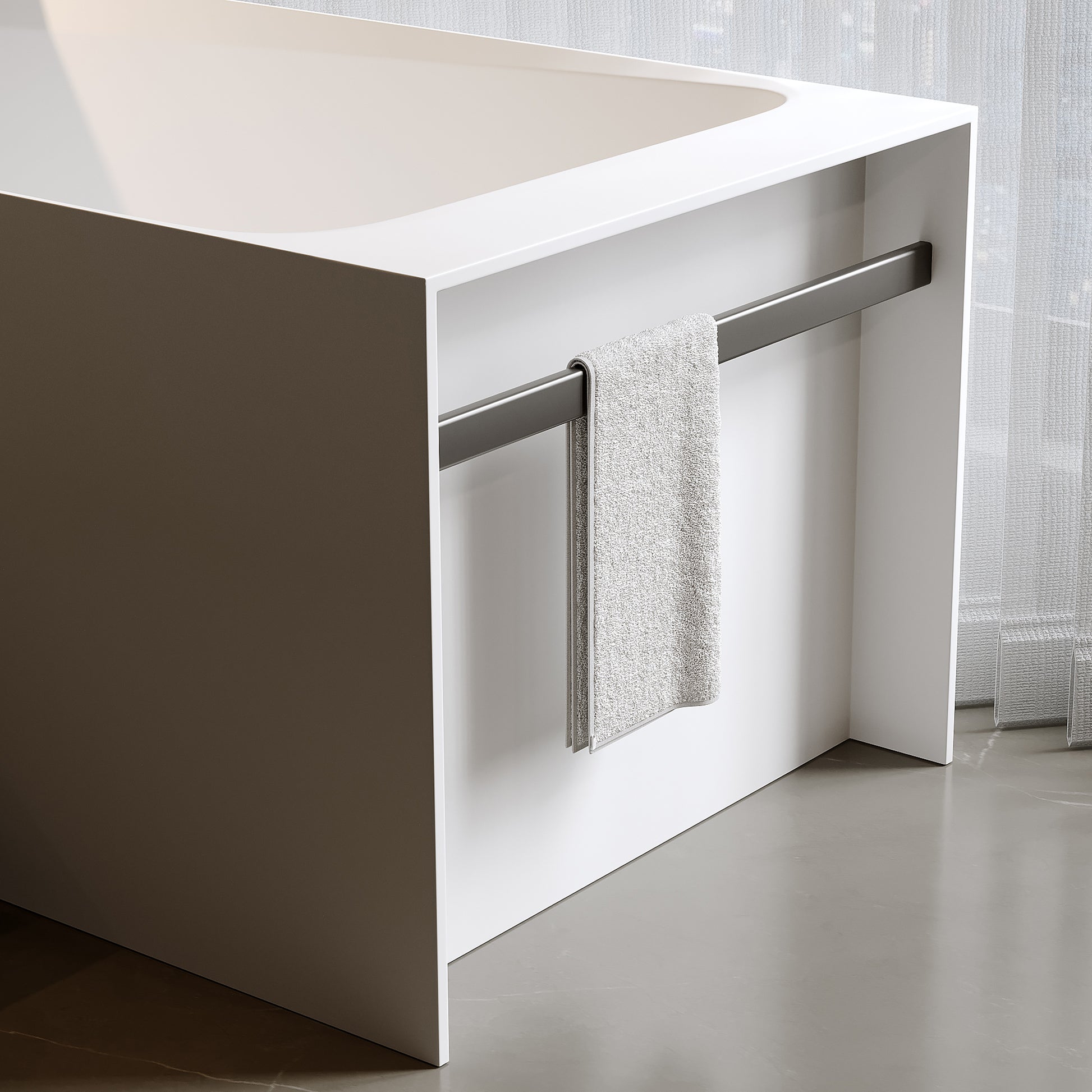 51" Modern Freestanding Stone Resin Soaking Bathtub in Matte White