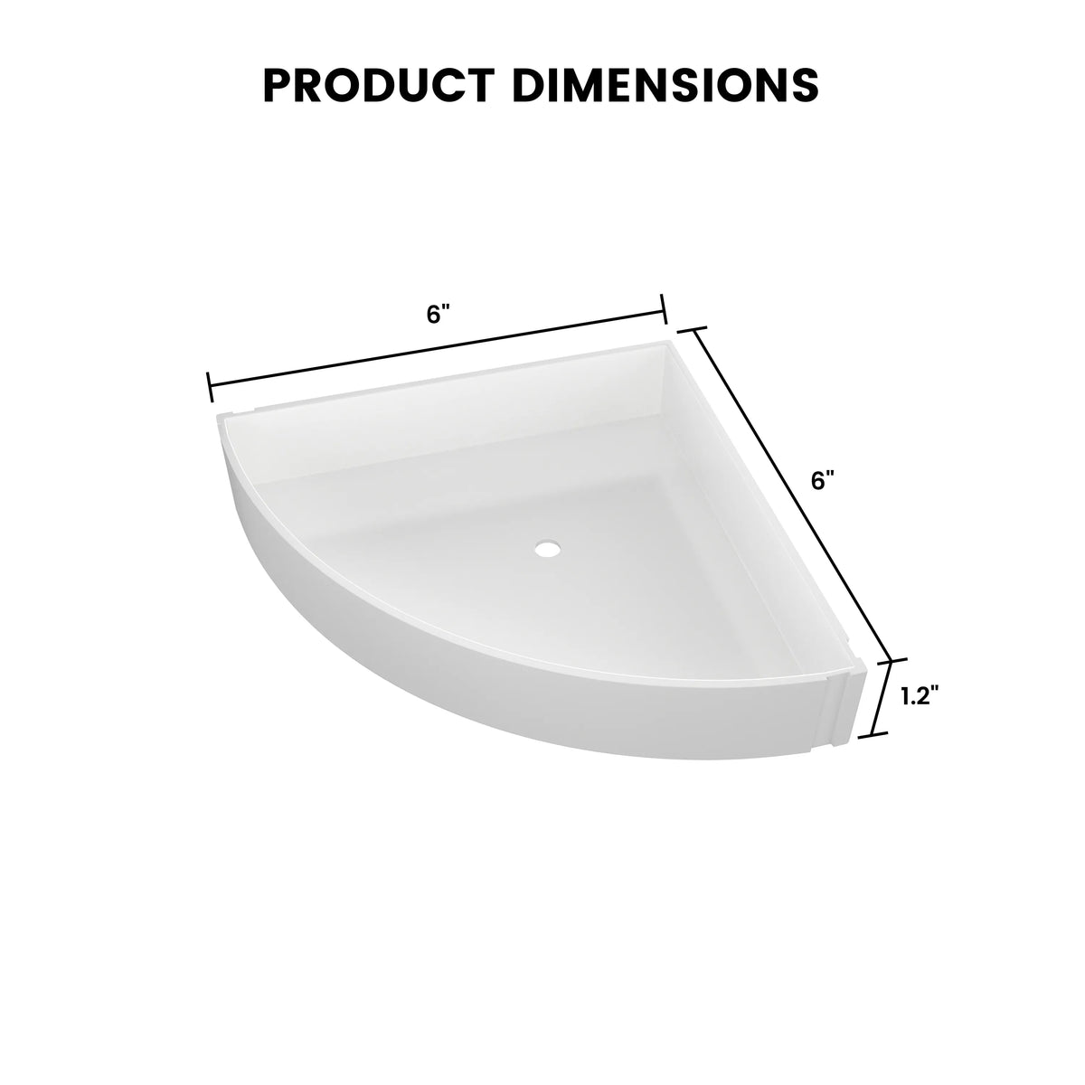 6" x 6" x 1.2" Glossy White SMC Shower Corner Shelf