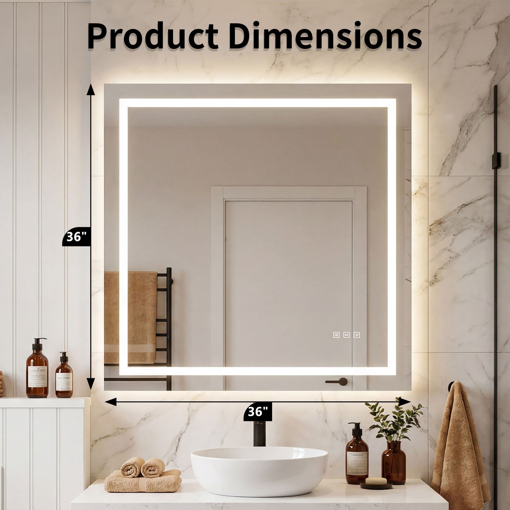 Dual Lighting LED Bathroom Mirror with Touch Dimming, Anti Fog