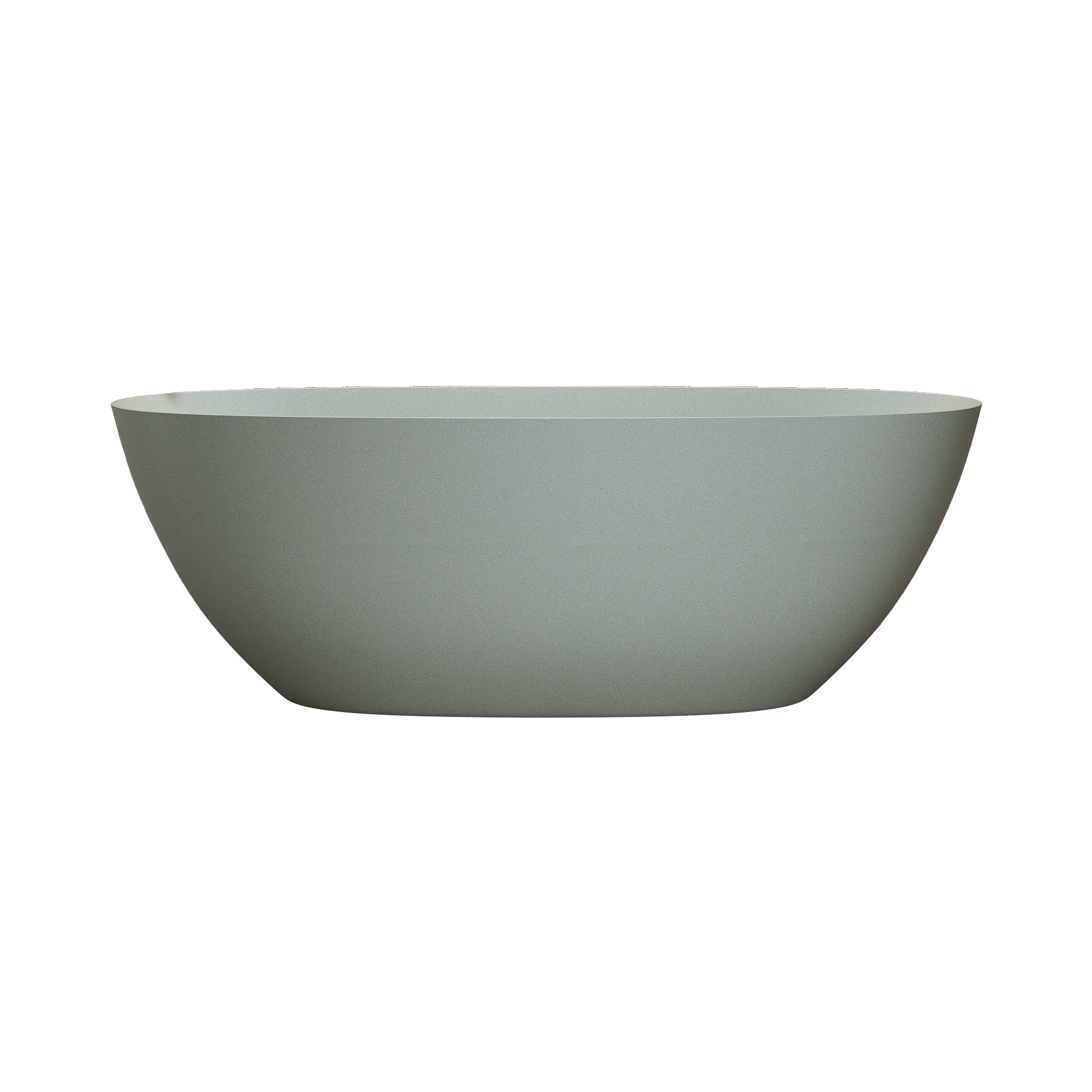 57"/61"/65"/69" Minimalist Solid Surface Freestanding Bathtub with One-Side Overflow in Turquoise Green