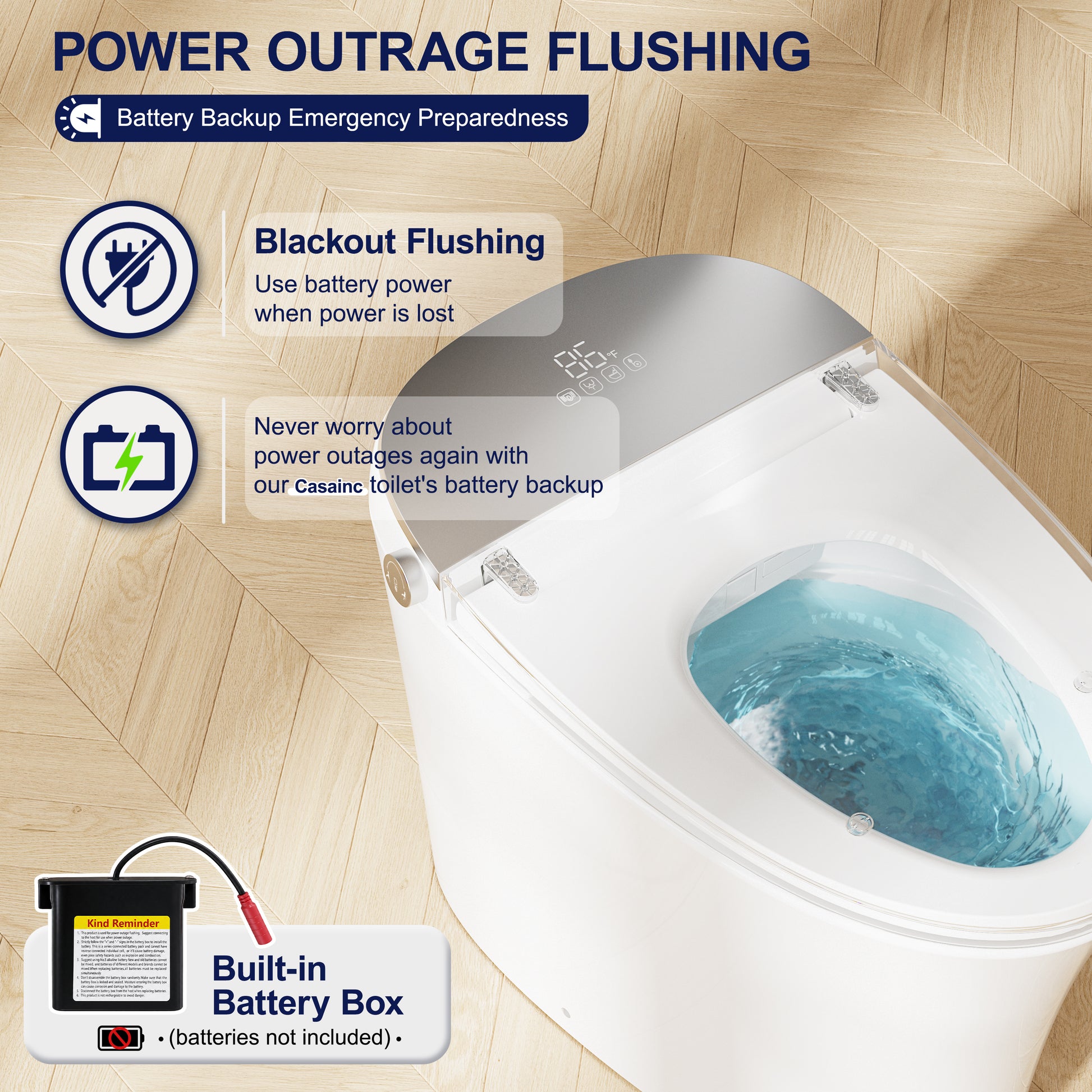 Chair Height Smart Toilet with Auto Flush & Auto Open/Close, MaP 1000g Powerful Flush