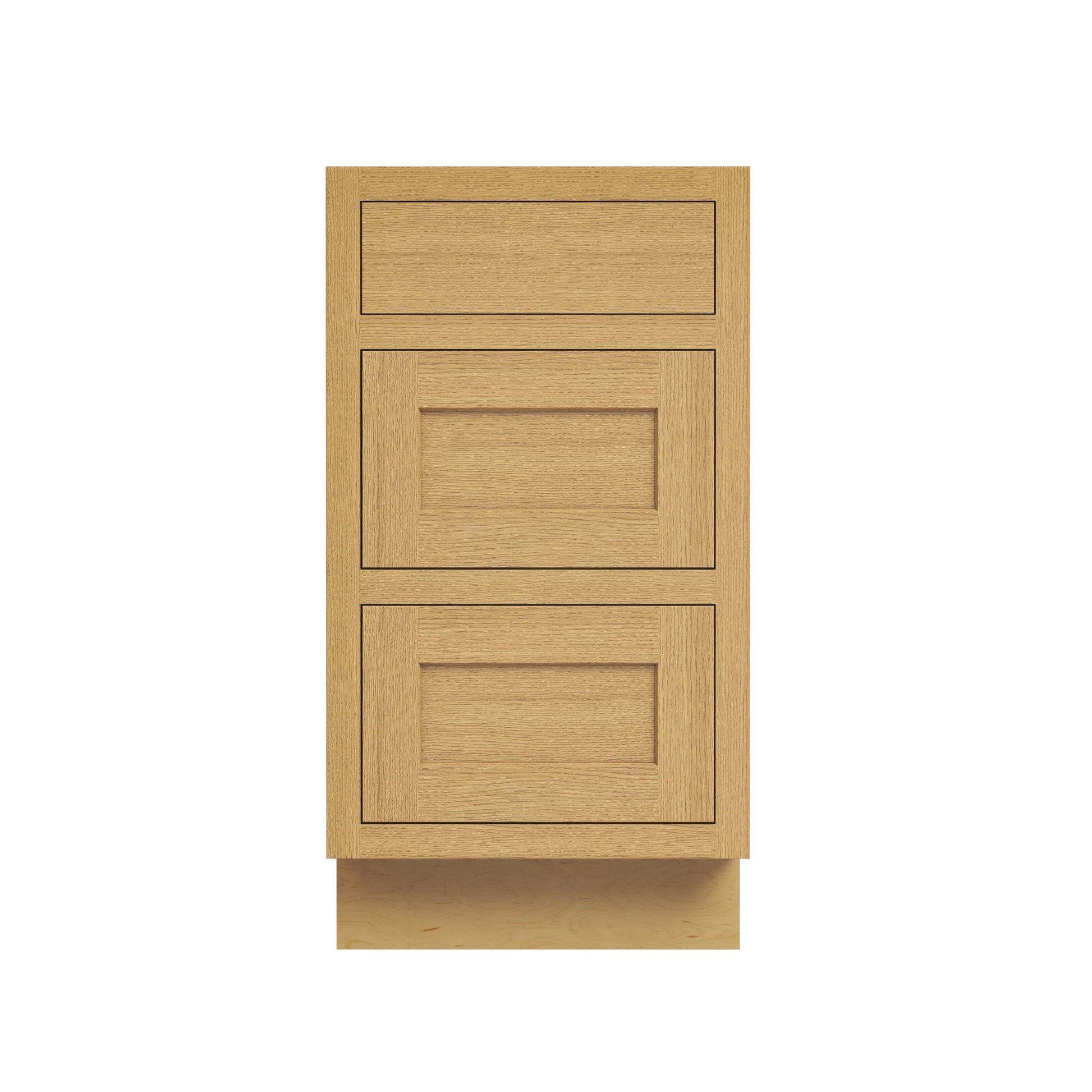 Inset Hazelnut Oak RTA 12-36"W x 34.5"H x 25"D 9-Size Base Cabinet with 3 Drawers