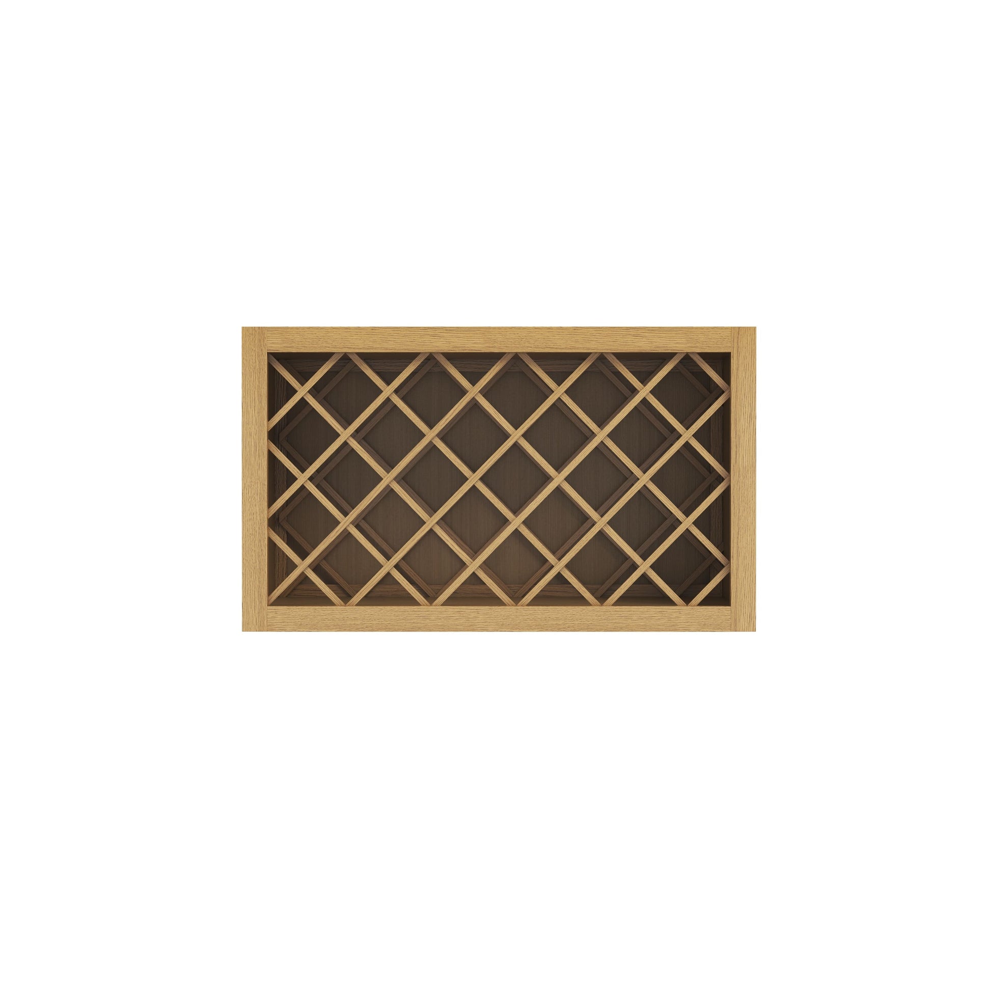 Inset Hazelnut Oak RTA 24-36"W x 15-30"H x 13.5"D 5-Size Diamond Lattice Wine Grid Wall Rack Cabinet