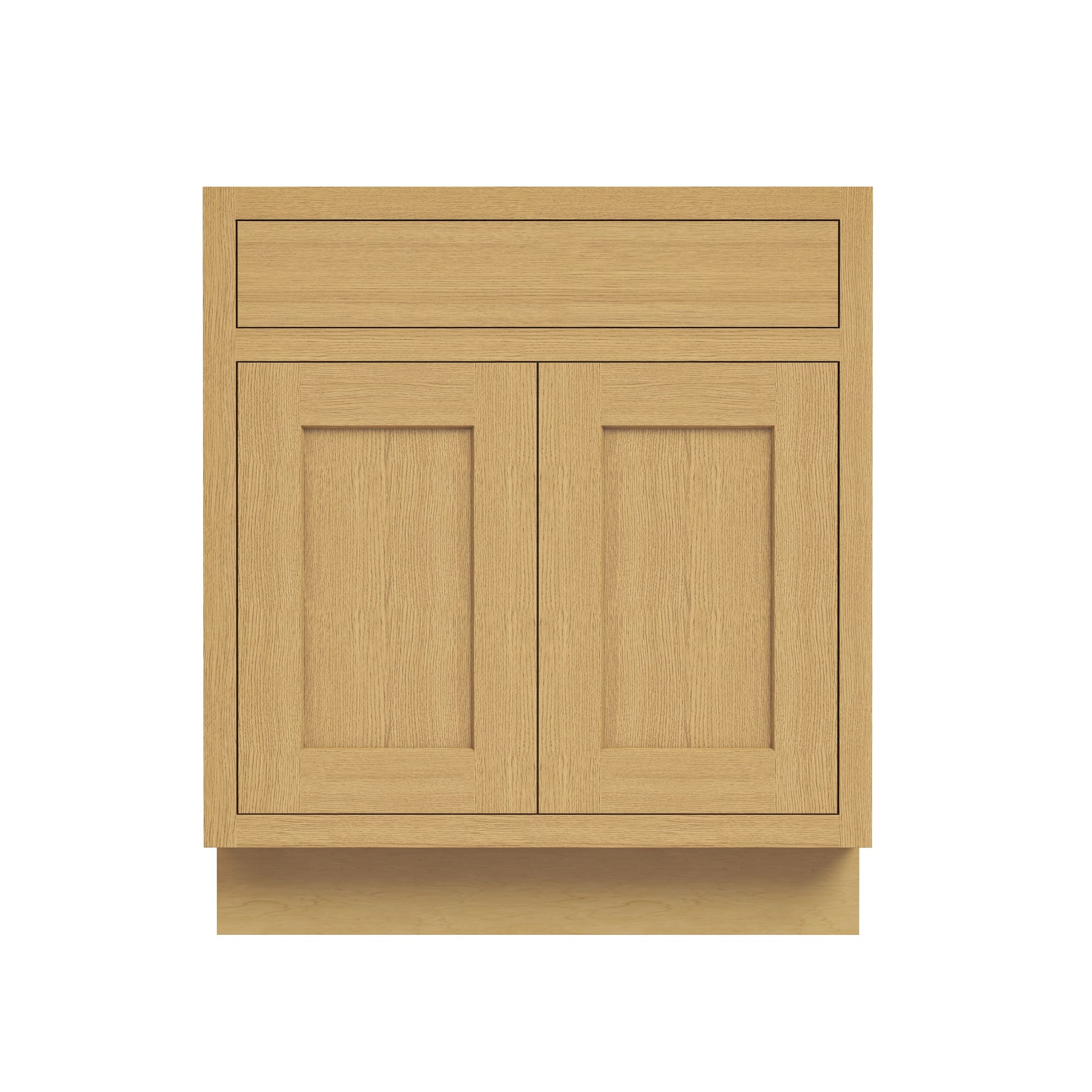 Inset Hazelnut Oak RTA 24-36"W x 34.5"H x 25"D 5-Size Sink Base Cabinet with 2 Doors and 1 False Drawer