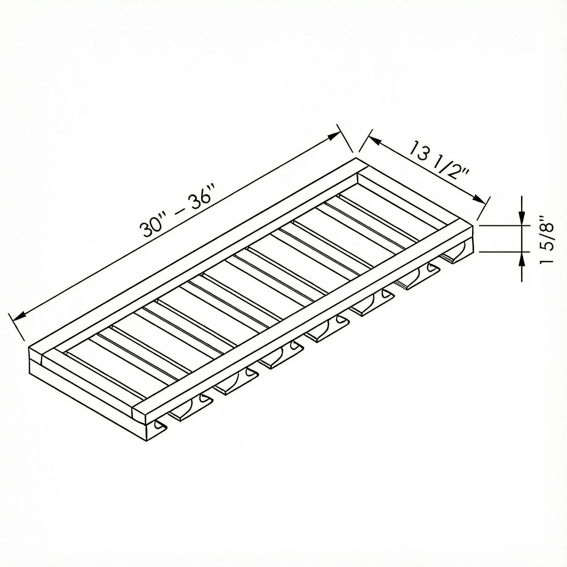 Inset Hazelnut Oak RTA 30-36"W x 1.63"H x 13.5"D 2-Size Wall Glass Hanger