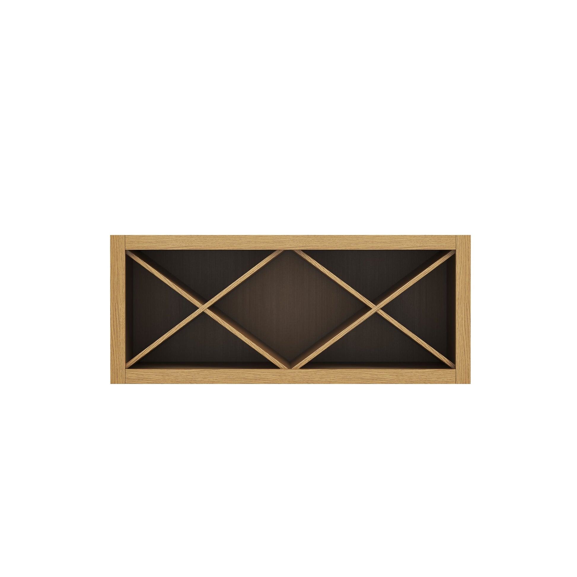 Inset Hazelnut Oak RTA 30-36"W x 15-18"H x 13.5"D 4-Size X-Shaped Wine Grid Wall Rack Cabinet