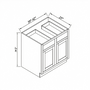 Inset Hazelnut Oak RTA 39-42"W x 34.5"H x 25"D 2-Size Double Drawers Base Cabinet with 2 Doors