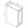 Inset Origami White RTA 12-21"W x 34.5"H x 25"D 4-Size Full Height Single Door Base Cabinet