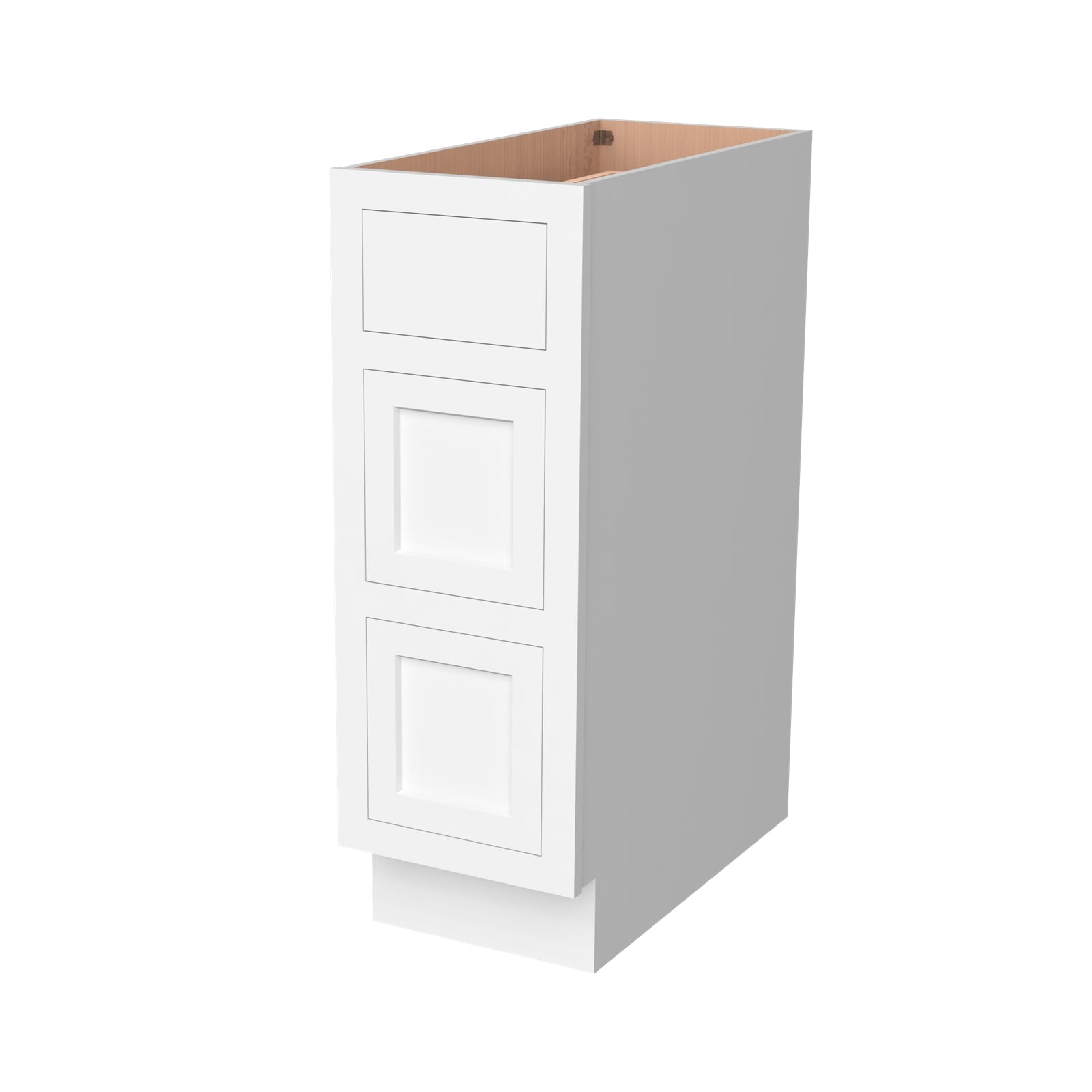 Inset Origami White RTA 12-36"W x 34.5"H x 25"D 9-Size Base Cabinet with 3 Drawers