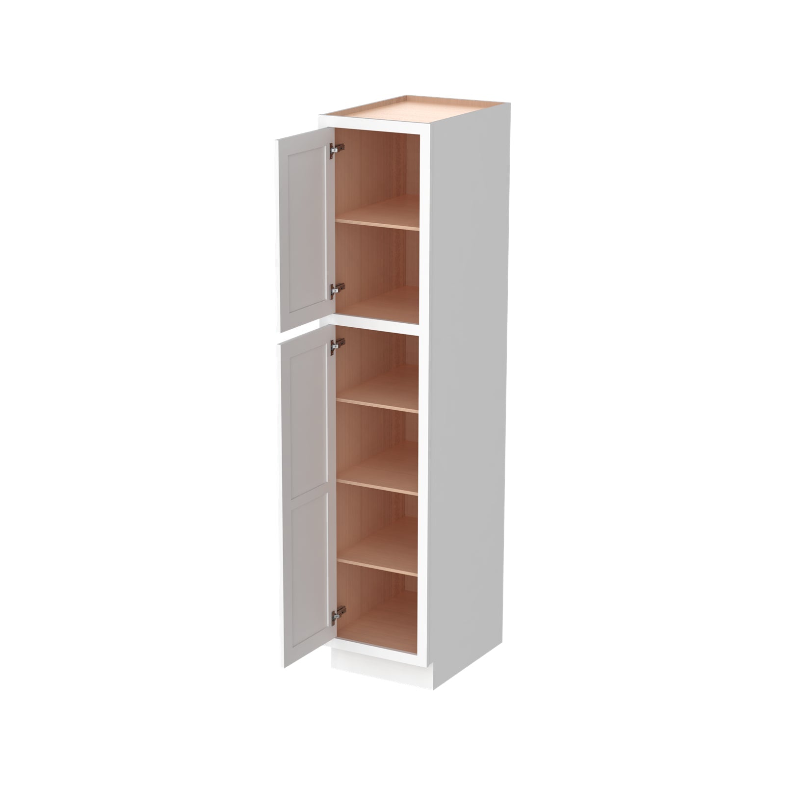 Inset Origami White RTA 18"W x 84-96"H x 25"D 3-Size Pantry Cabinet with 2 Doors and 4 Shelves