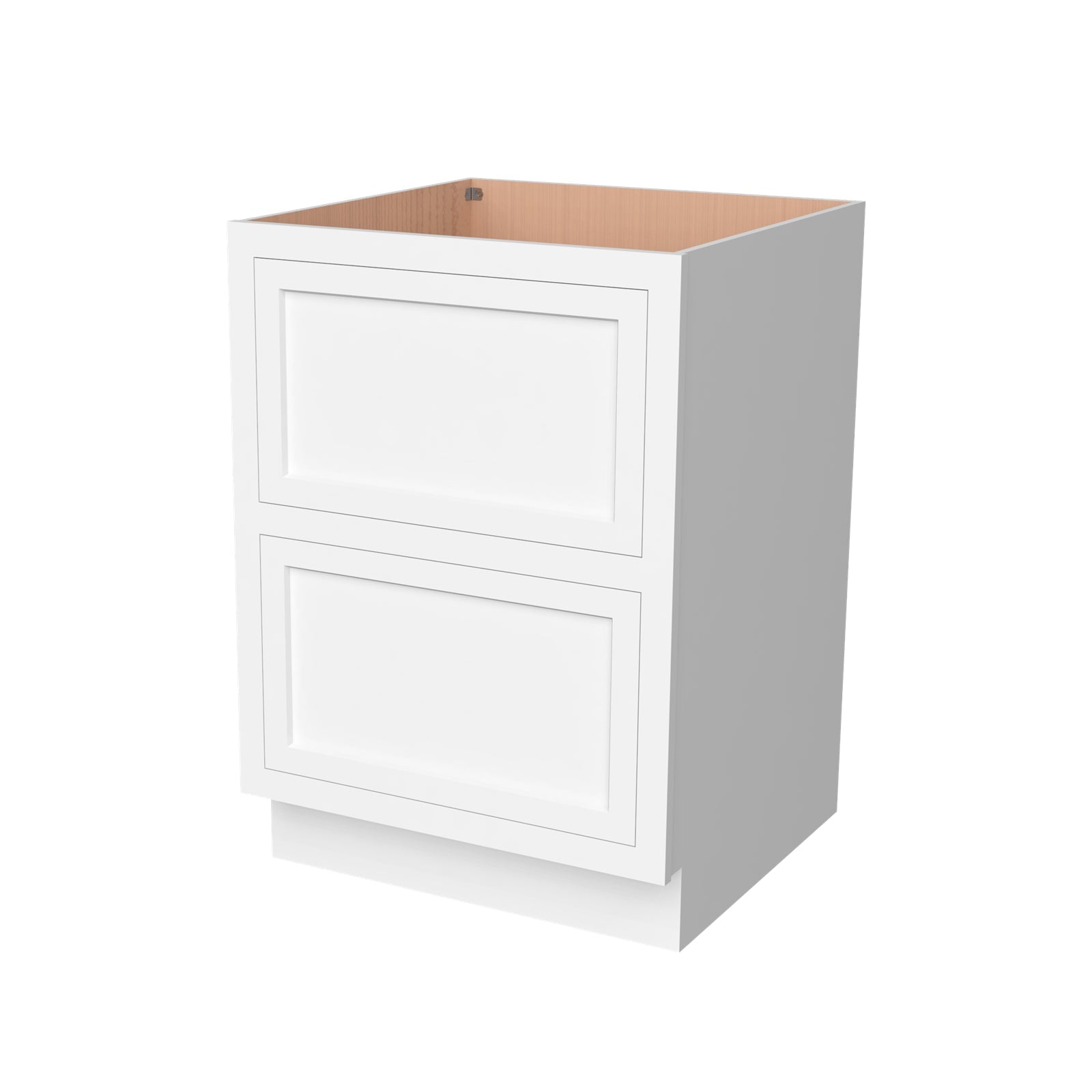Inset Origami White RTA 24-30"W x 34.5"H x 25"D 2-Size Base Cabinet with 2 Drawers