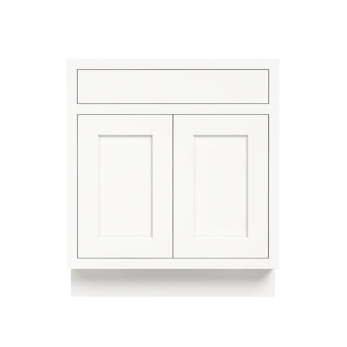 Inset Origami White RTA 24-36"W x 34.5"H x 25"D 5-Size Single Drawer Base Cabinet with 2 Doors