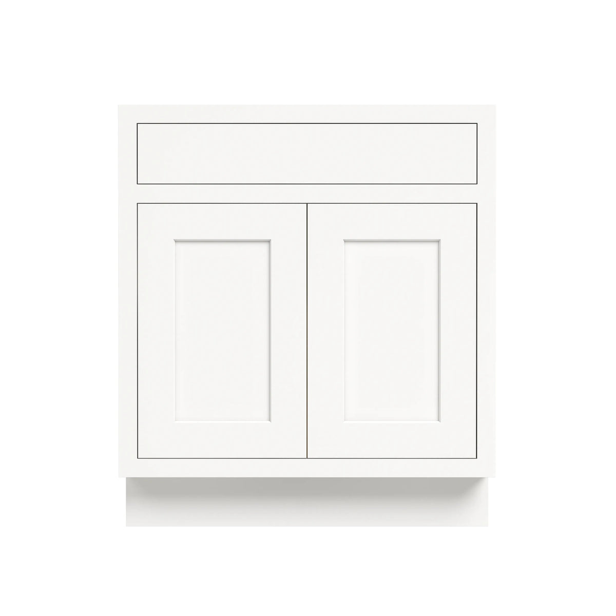 Inset Origami White RTA 24-36"W x 34.5"H x 25"D 5-Size Sink Base Cabinet with 2 Doors and 1 False Drawer