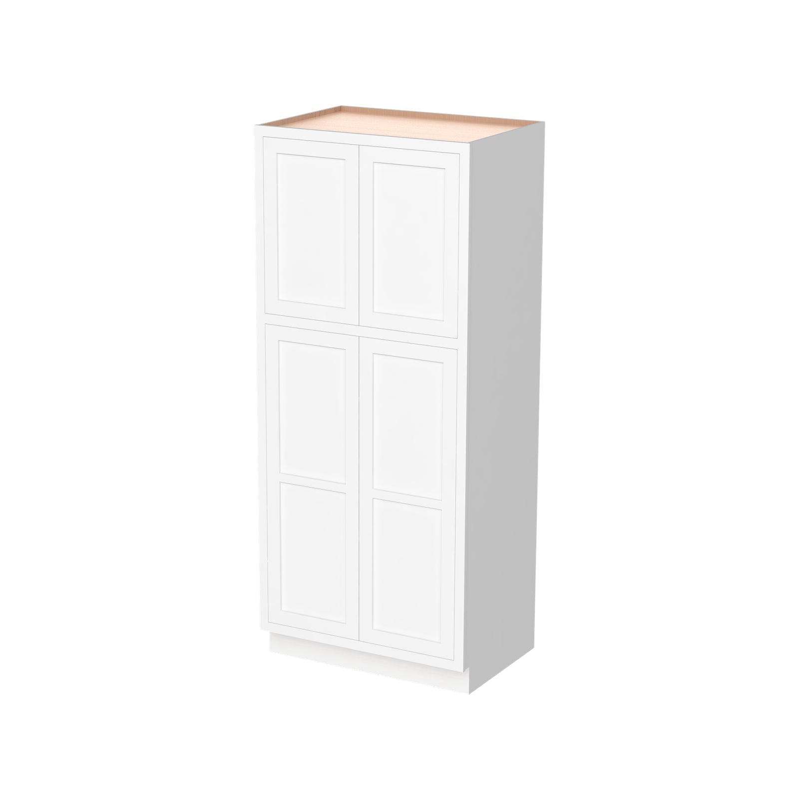 Inset Origami White RTA 24-36"W x 84-96"H x 25"D 9-Size Pantry Cabinet with 4 Doors and 4 Shelves