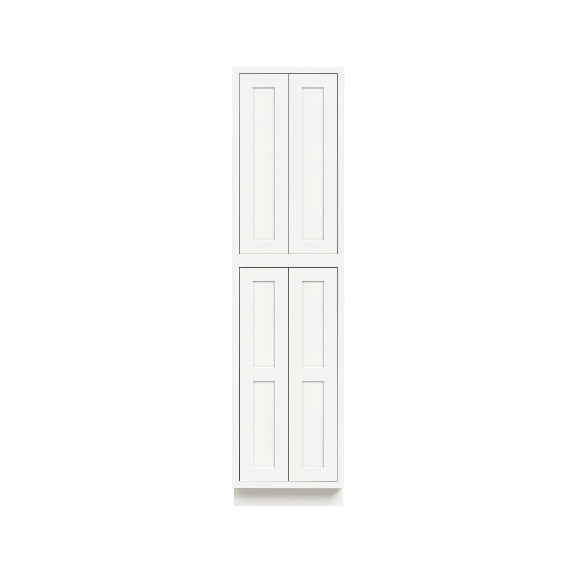 Inset Origami White RTA 24-36"W x 84-96"H x 25"D 9-Size Pantry Cabinet with 4 Doors and 4 Shelves