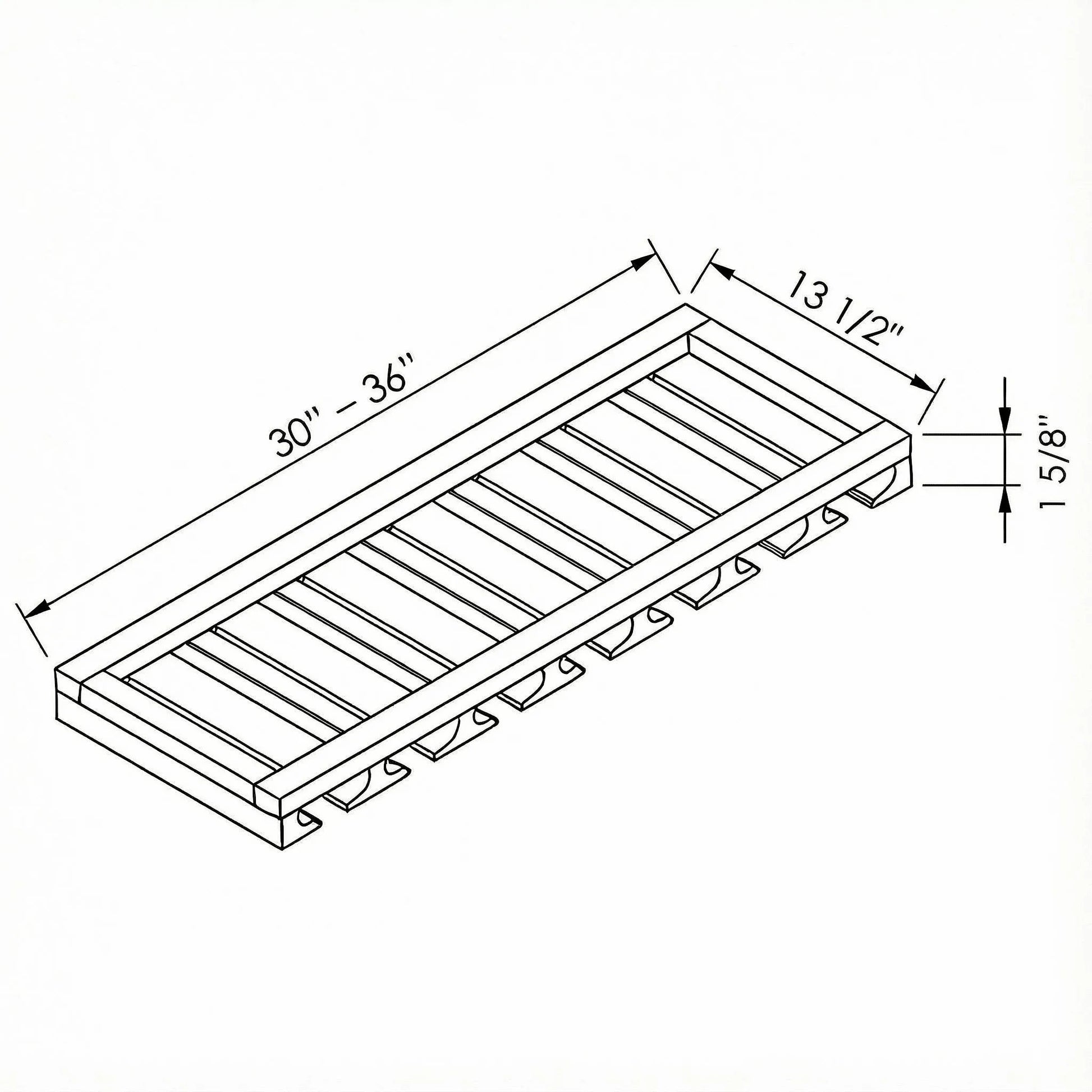 Inset Origami White RTA 30-36"W x 1.63"H x 13.5"D 2-Size Wall Glass Hanger