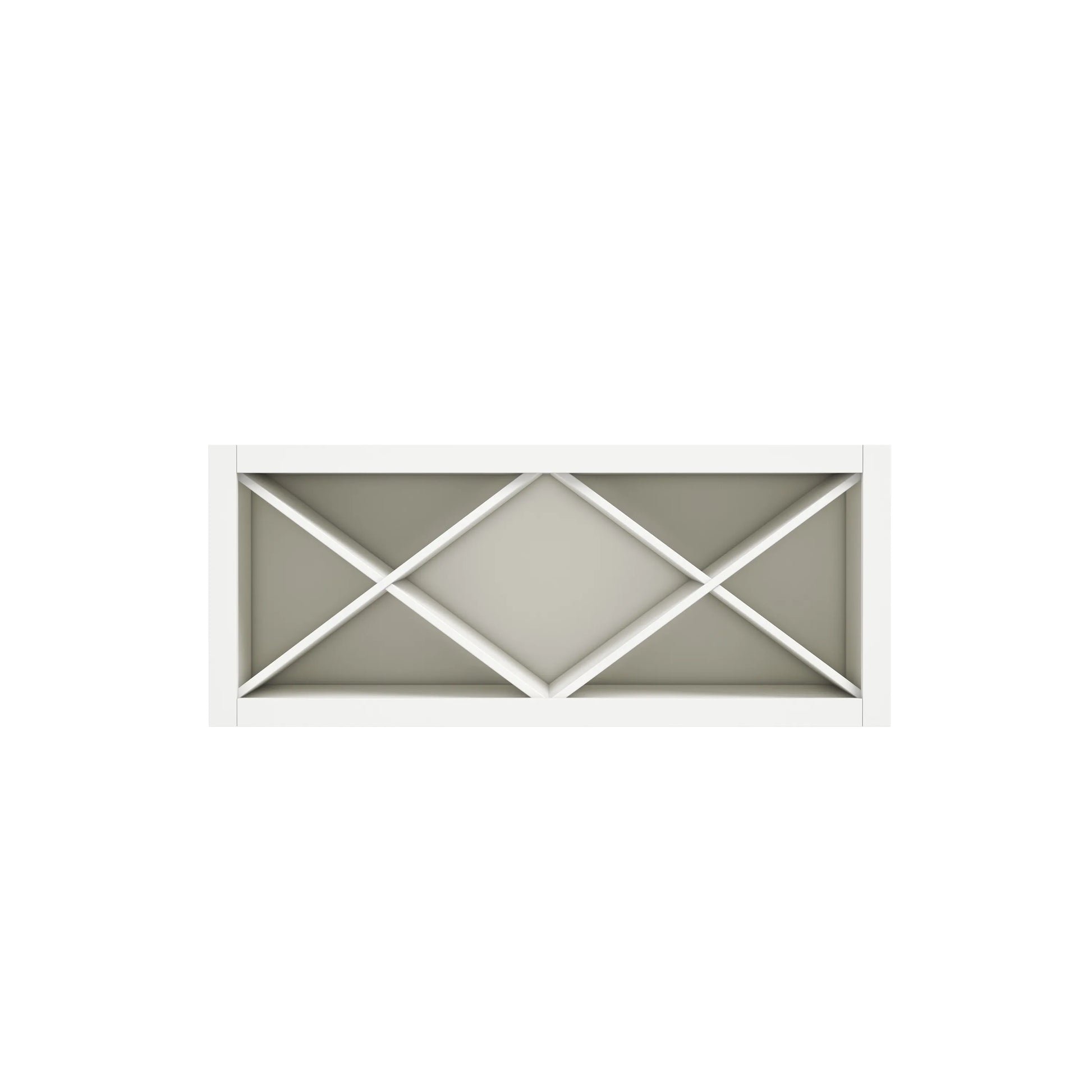 Inset Origami White RTA 30-36"W x 15-18"H x 13.5"D 4-Size X-Shaped Wine Grid Wall Rack Cabinet