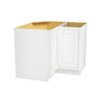 Inset Origami White RTA 34-37"W x 34.5"H x 25"D 2-Size Lazy Susan Base Cabinet with Pull-out Shelf and Bi-fold Door